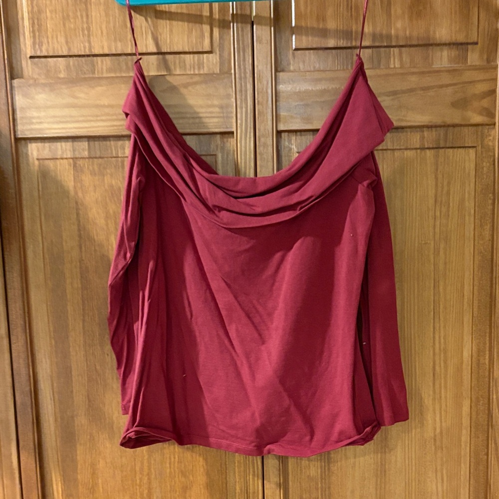 Abercrombie and Fitch Burgundy Red Off the Shoulder Women's Top